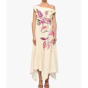 NEW CLEA waverly asymmetrical dress in kuro neko botanica